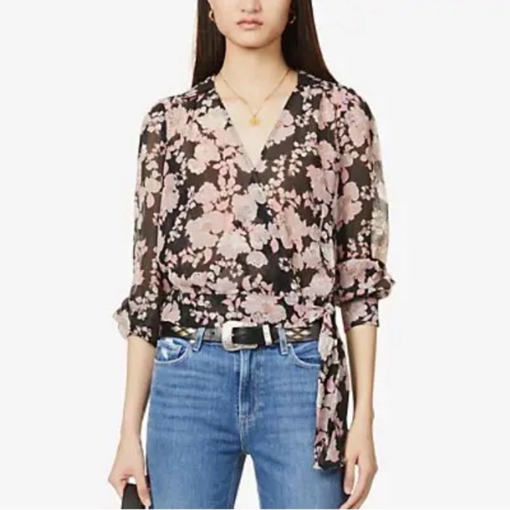 PAIGE silk floral print long sleeves blouse size L